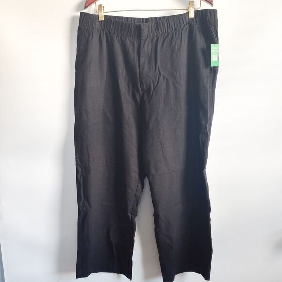 New Gap Linen Blend Pull On Wide Leg Pants Size Extra Large XL Black NWT 39"x28" - Picture 10 of 16
